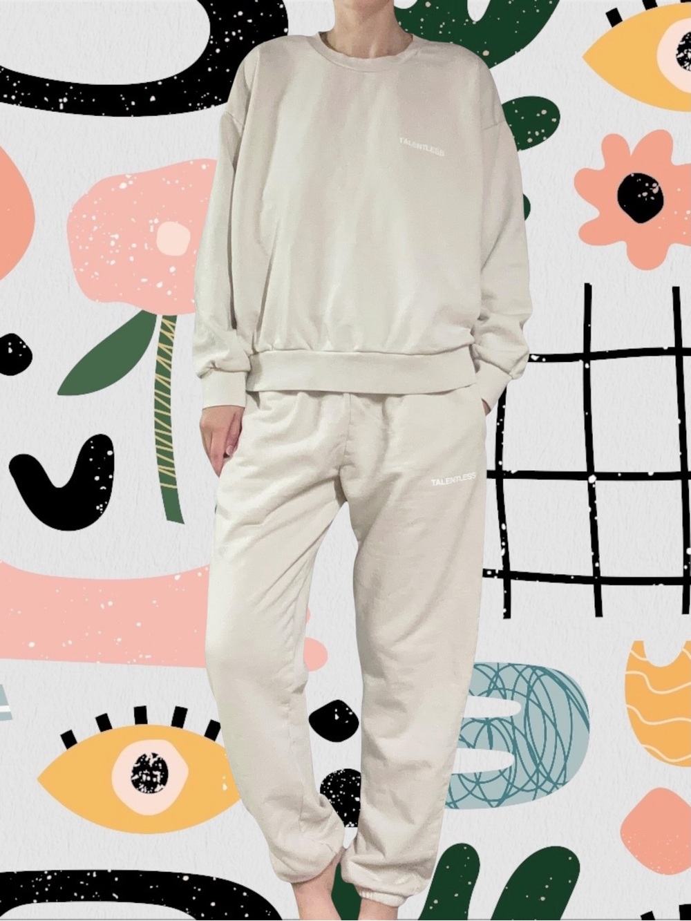 Talentless | 2 Piece Heavyweight Crewneck and Sweatpants Set- Bone